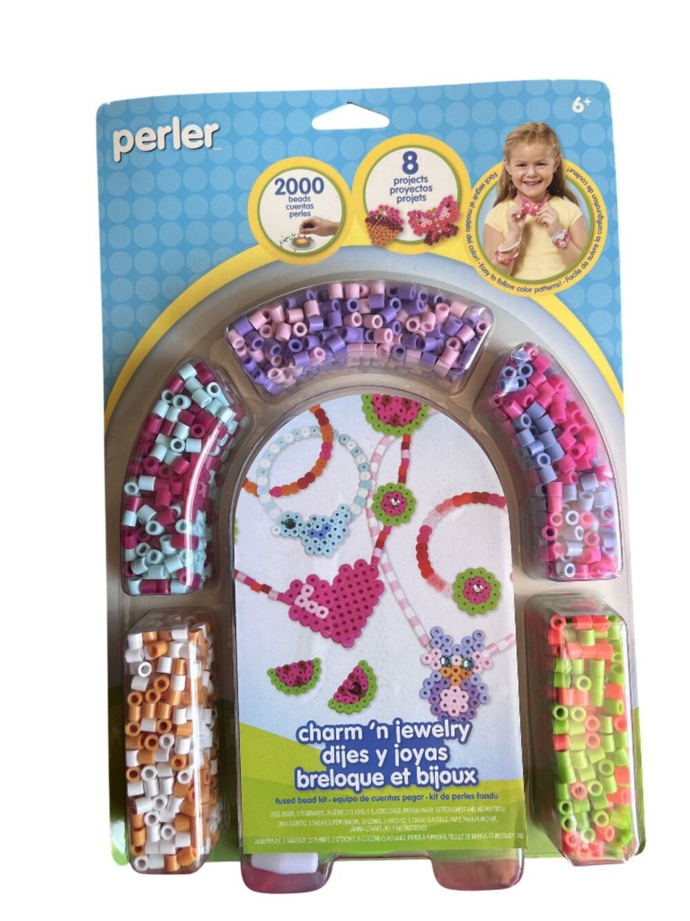Perler Charm N Jewelry Fused Bead Kit With 2000 Beads & 8 Projects For Ages 6+